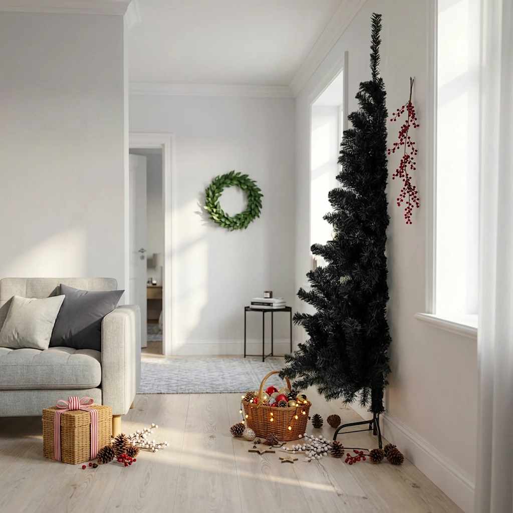 Künstlicher Halb-Weihnachtsbaum mit Ständer Grün 150 cm PVC