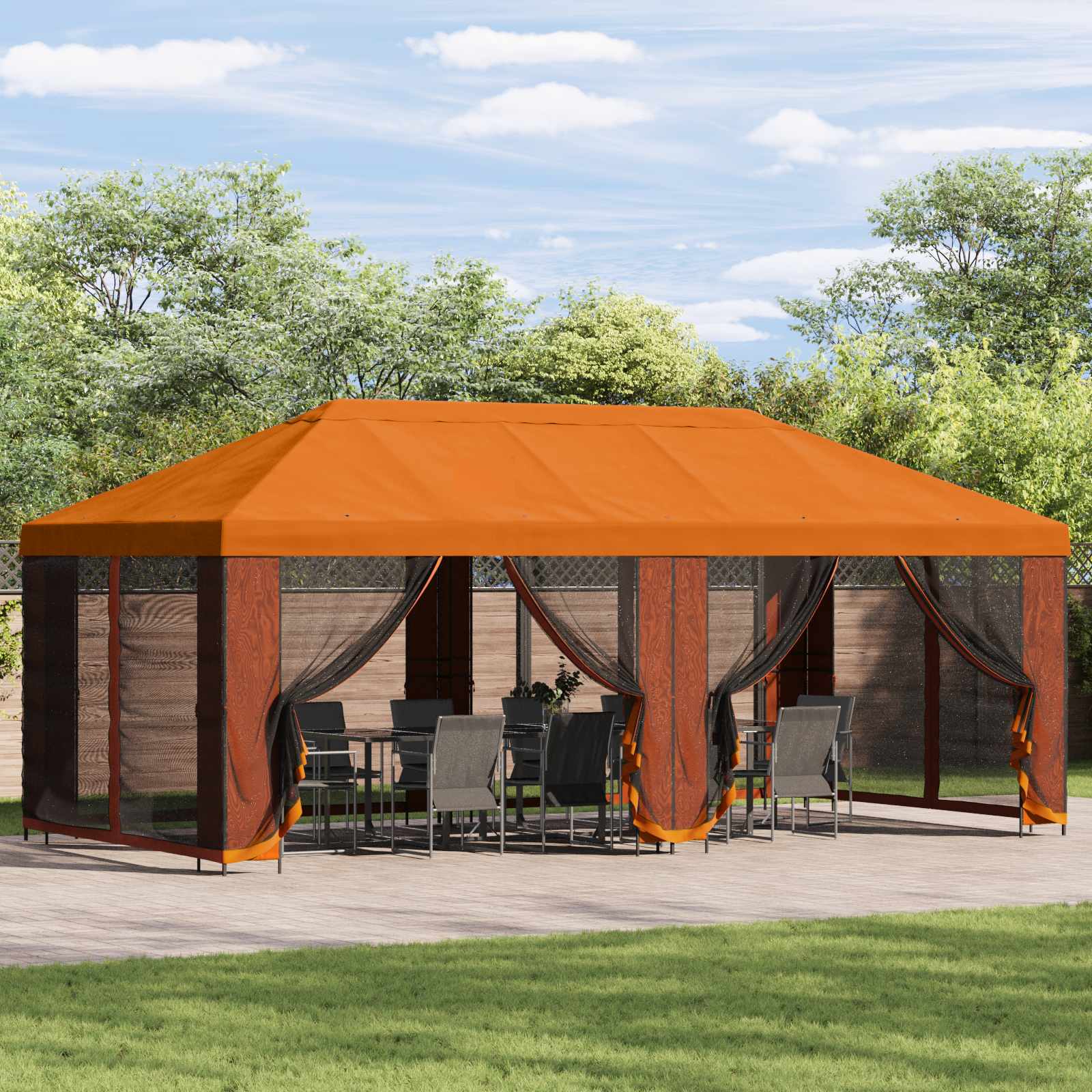 Pavillon mit Seitenwänden 6 x 3 m Beige Polyester und Stahl 190