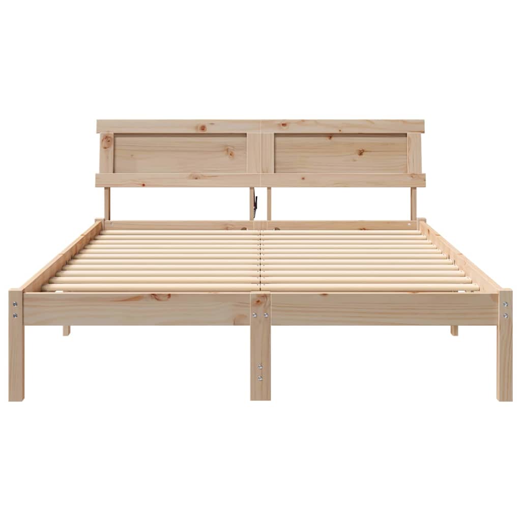 Bettgestell mit Kopfteil Braun 200 x 200 cm Massivholz Kiefer