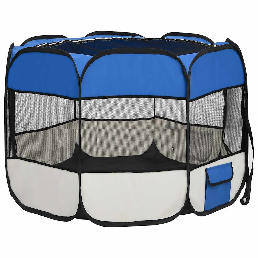 Faltbarer Welpenlaufstall mit Tragetasche Schwarz 90x90x58 cm