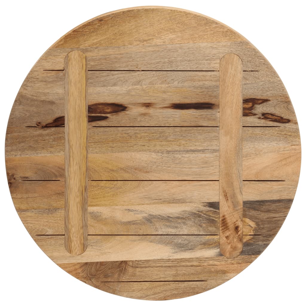 Tischplatte Ø 40x2,5 cm Rund Raues Massives Mangoholz