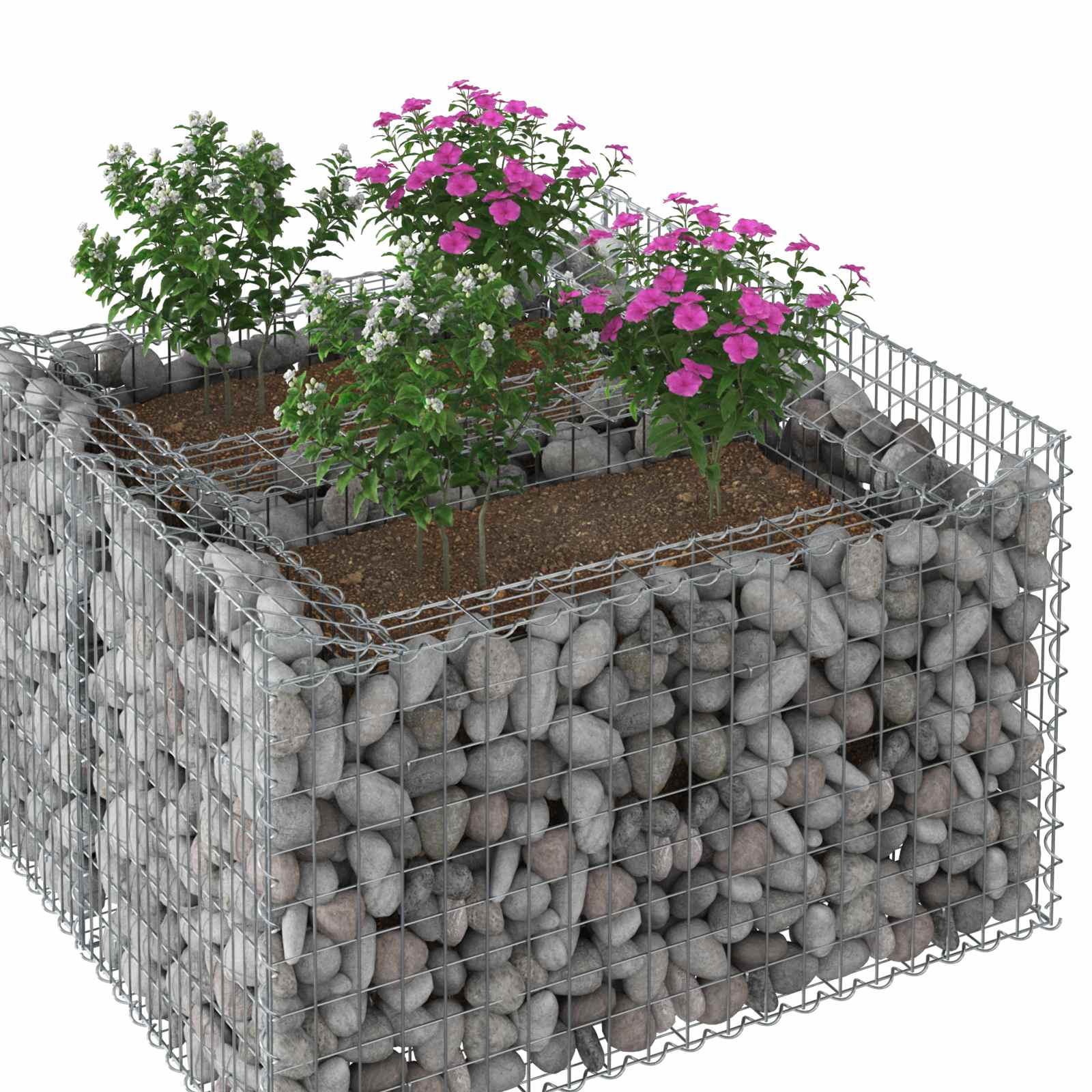 Gabionen-Hochbeet 2 pcs Silber