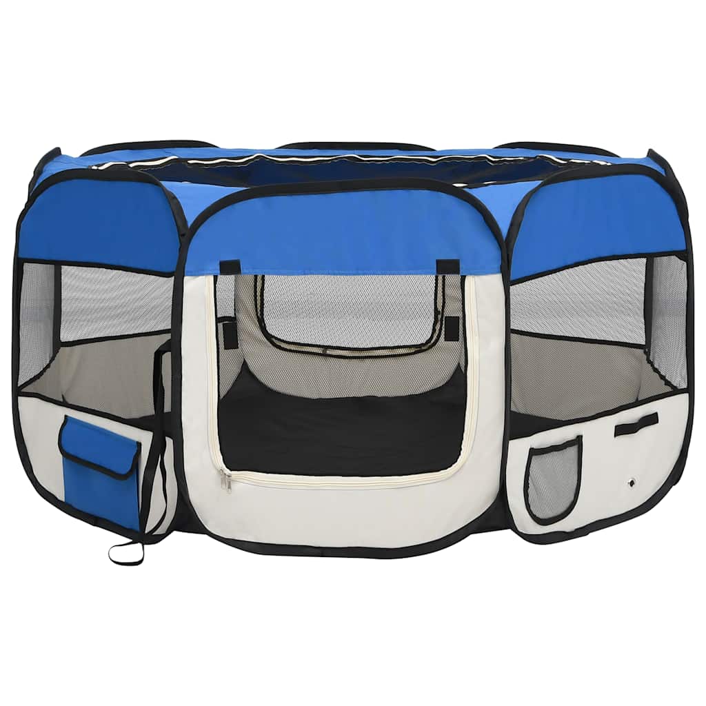 Faltbarer Welpenlaufstall mit Tragetasche Schwarz 90x90x58 cm