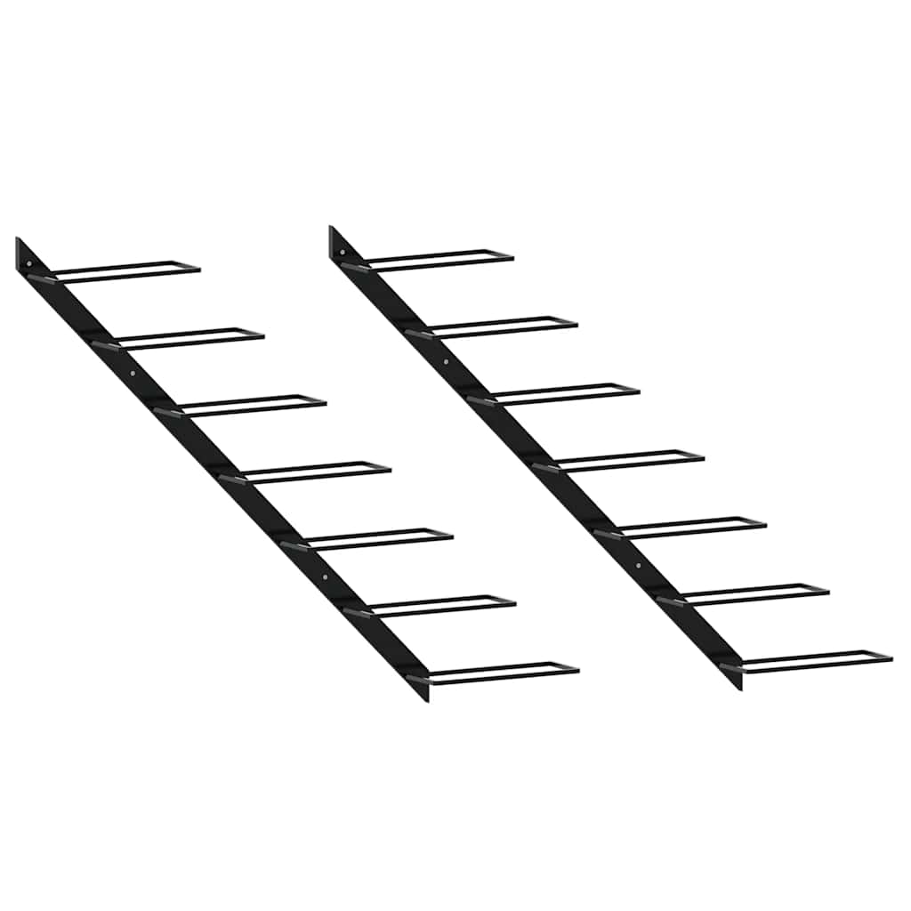 Wand-Weinregal für 7 Flaschen Schwarz Metall