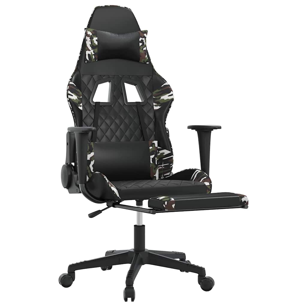 Gaming-Stuhl mit Massagefunktion Schwarz und Blau Kunstleder