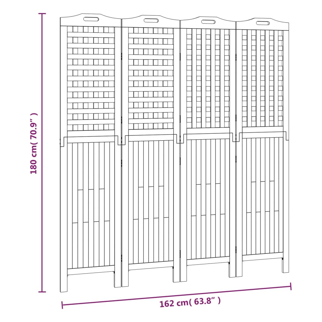 3-tlg. Paravent 121,5x2x115 cm Massivholz Akazie