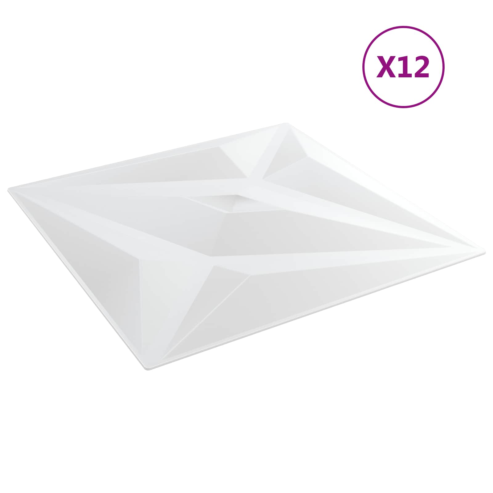 Wandpaneele 12 pcs Diamant Weiß 50 x 50 cm XPS Schaum