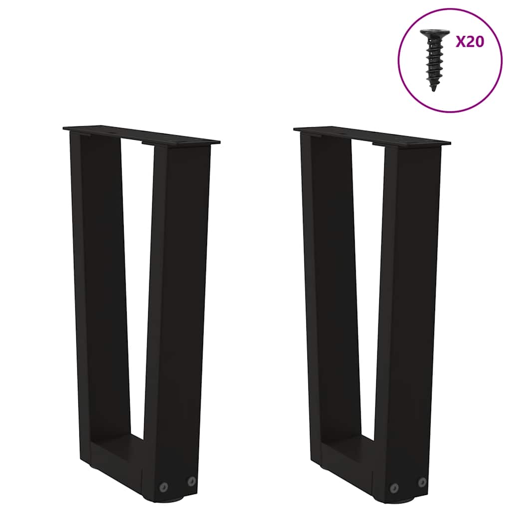 Couchtischbeine V-Form 2 Stück Schwarz 30x(30-31,3) cm Stahl