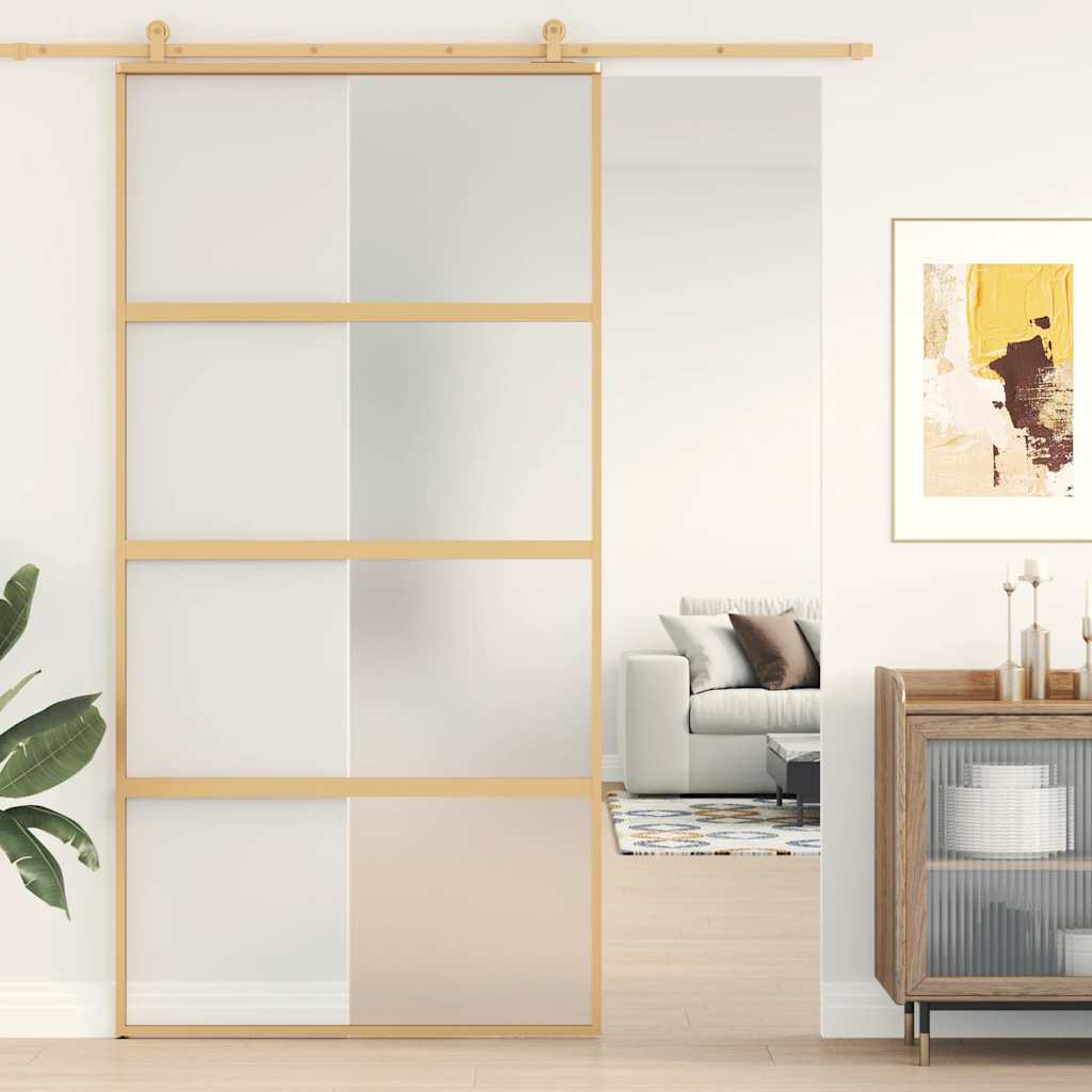 Schiebetür Aluminium und ESG Glas 90x205 cm Schwarz
