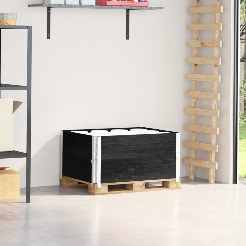 Paletten-Aufsatzrahmen Schwarz 80x60 cm Massivholz Kiefer