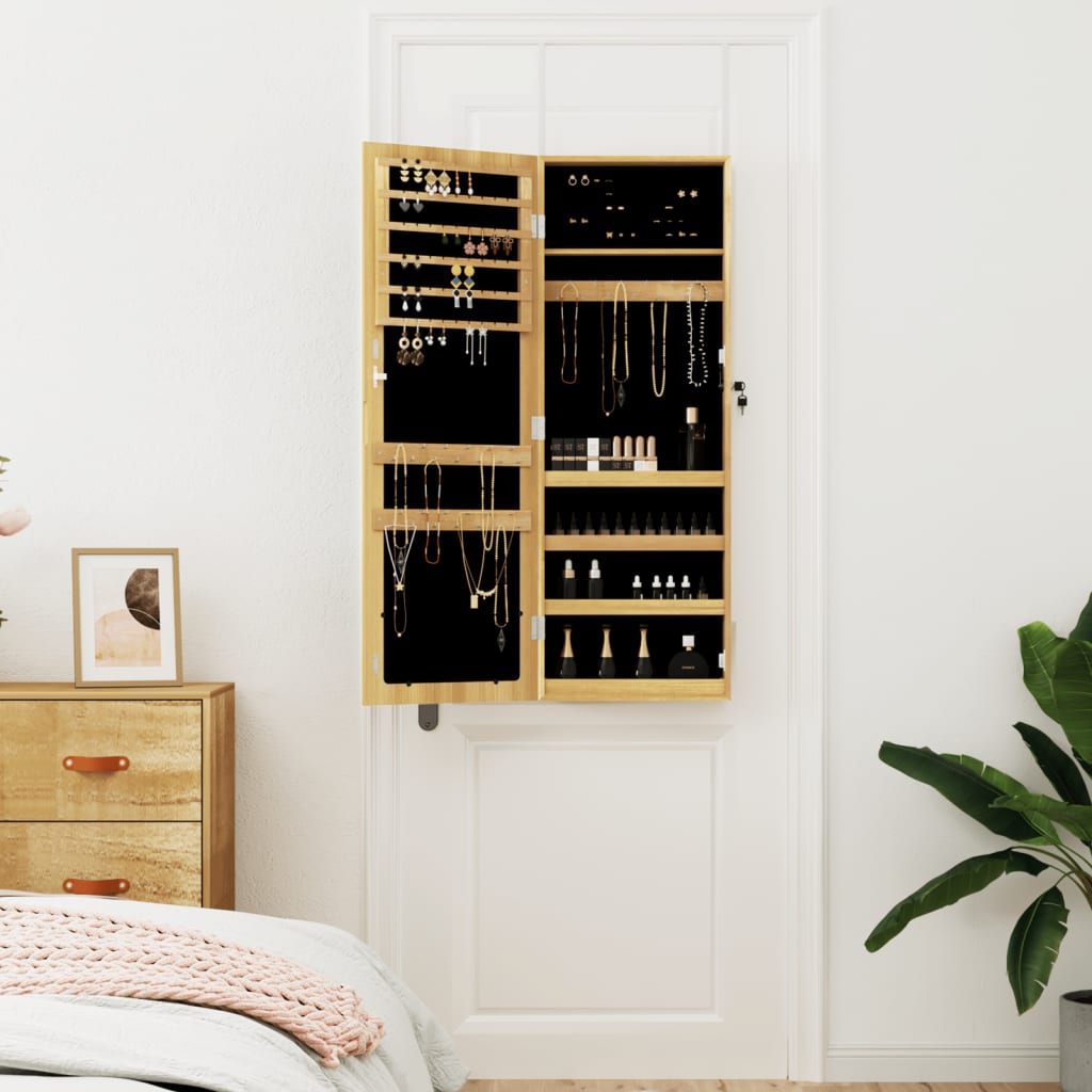 Schmuckschrank mit Spiegel Wandmontage Weiß 37,5x10x106 cm