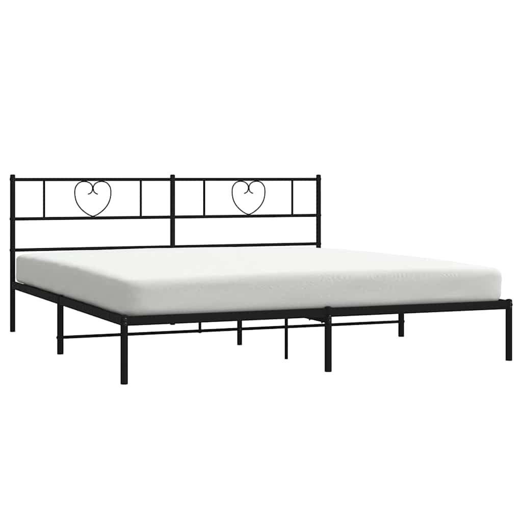 Bettgestell mit Kopfteil Metall Schwarz 100x190 cm