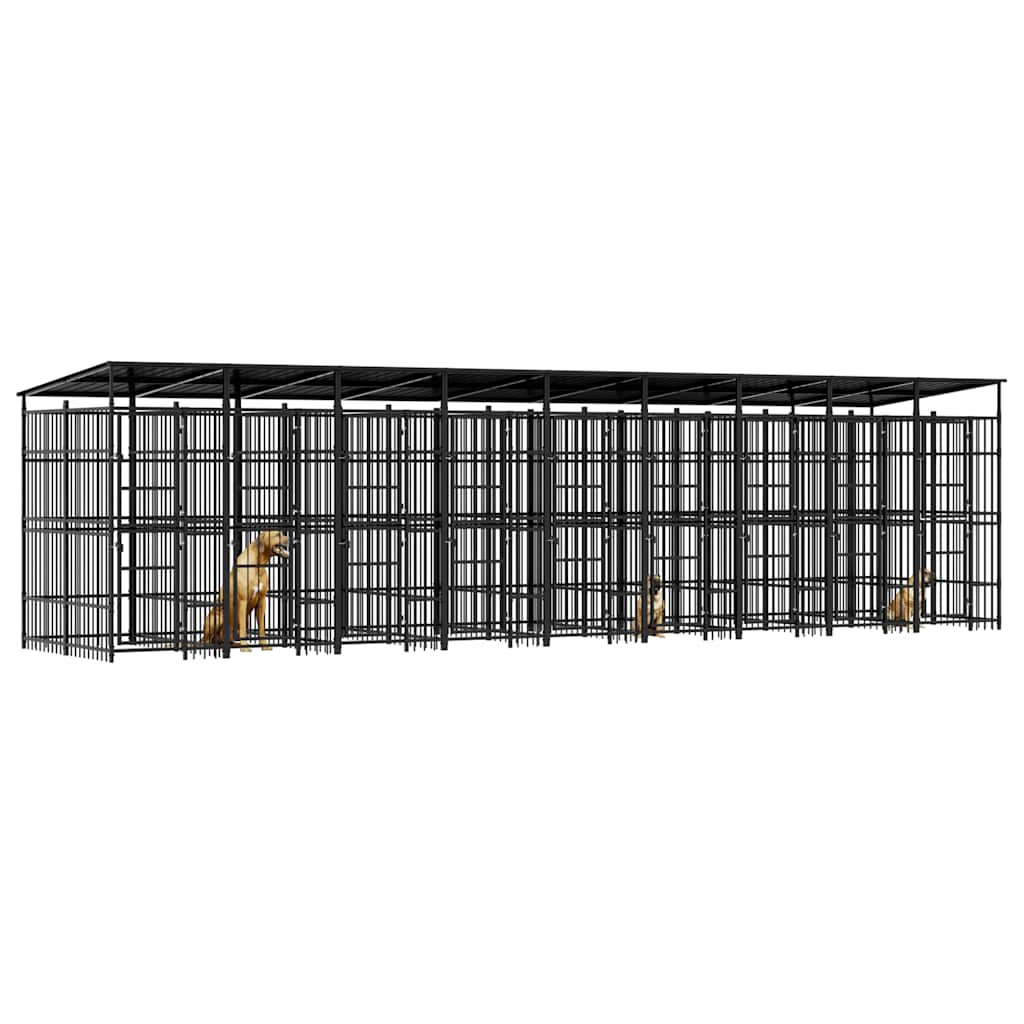 Outdoor-Hundezwinger mit Dach Stahl 1,84 m²