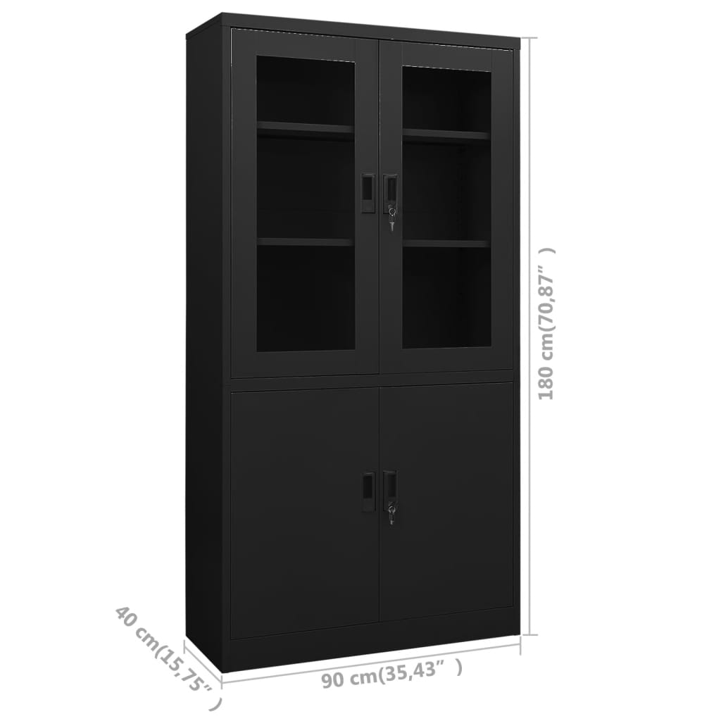 Büroschrank Weiß 90x40x180 cm Stahl