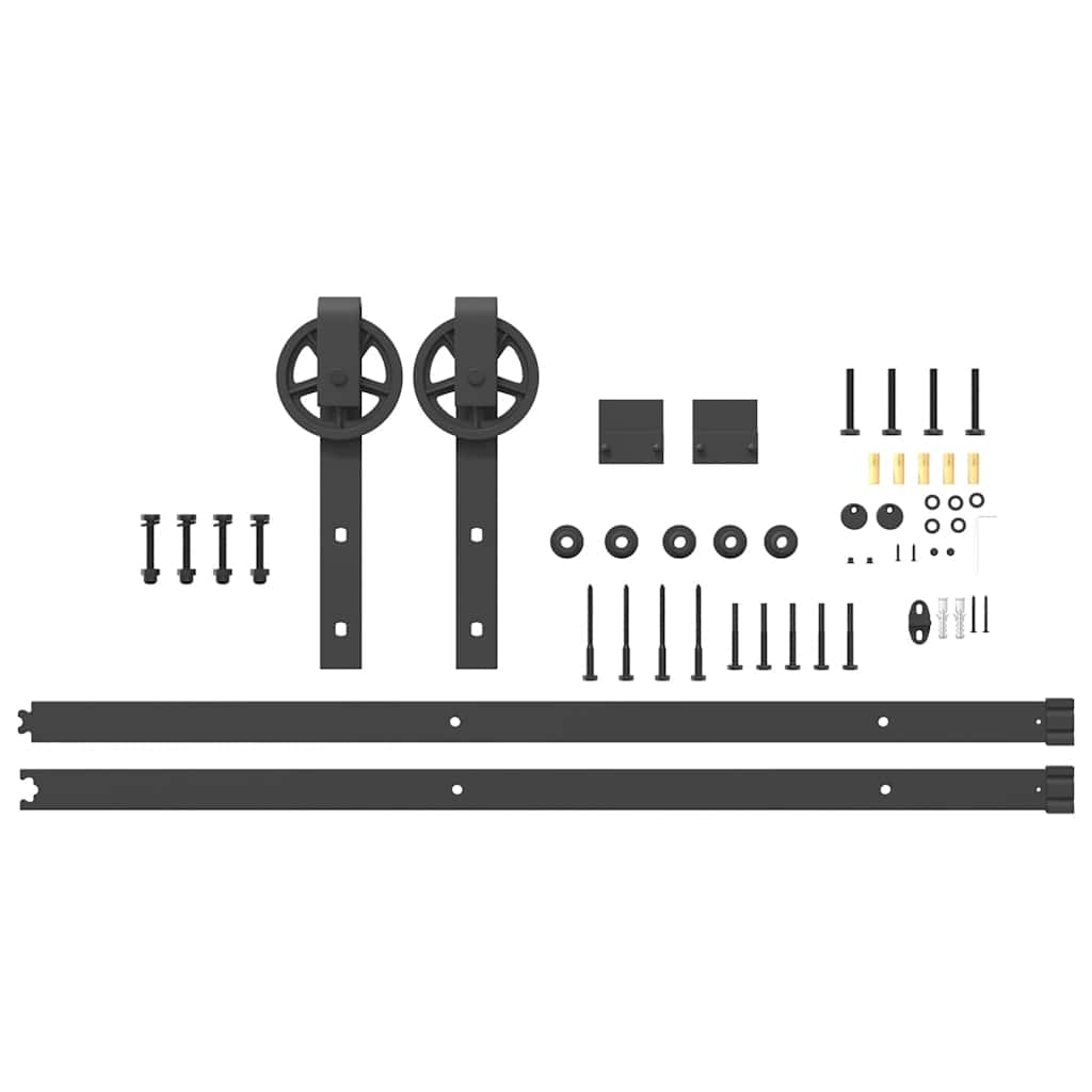 Schiebetürbeschlag-Set 183 cm Stahl Schwarz