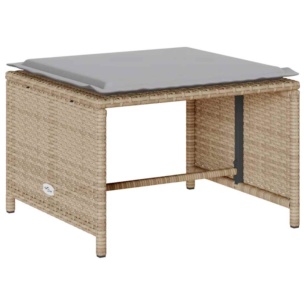 5-tlg. Garten-Sofagarnitur Kissen Stapelbar Schwarz Poly Rattan