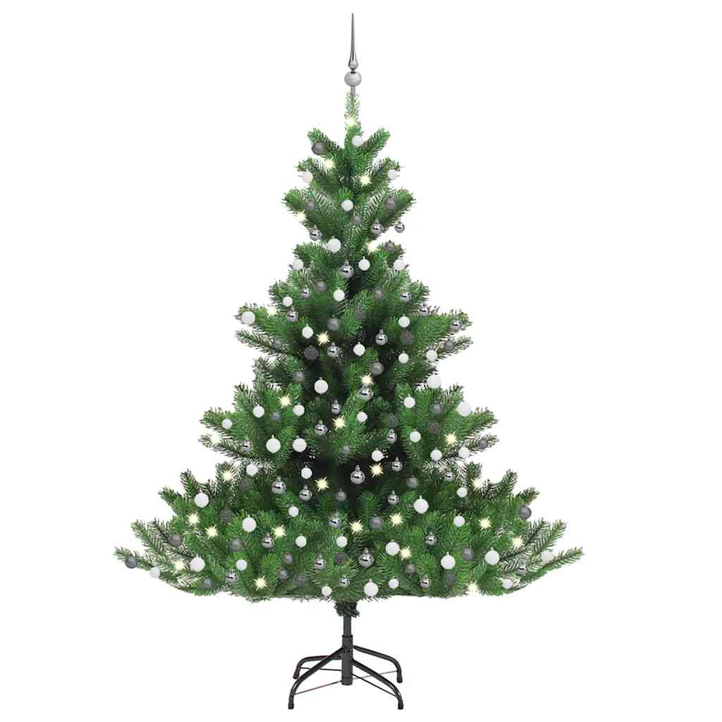 Künstlicher Weihnachtsbaum Nordmann LED & Kugeln Grün 150 cm
