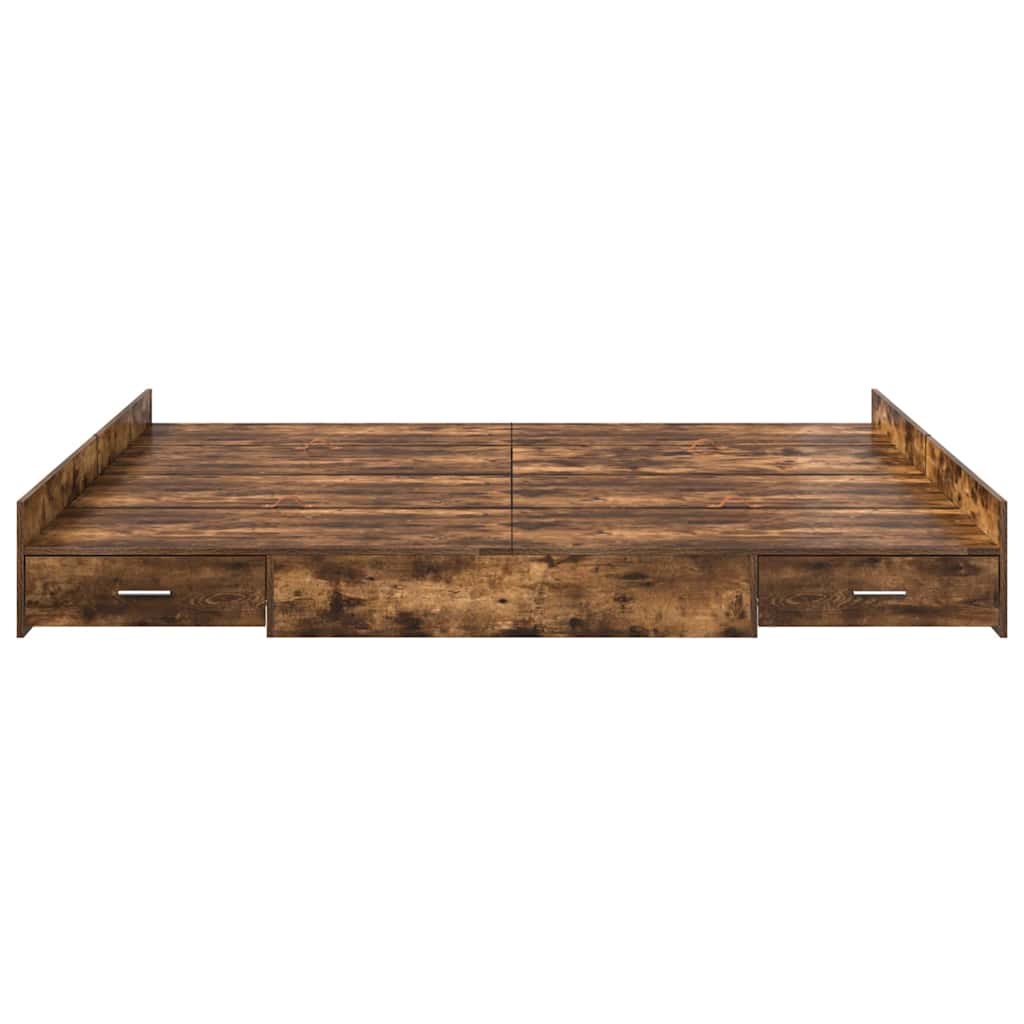 Aufbewahrungsbettgestell Weiß 200 x 200 cm Holzwerkstoff