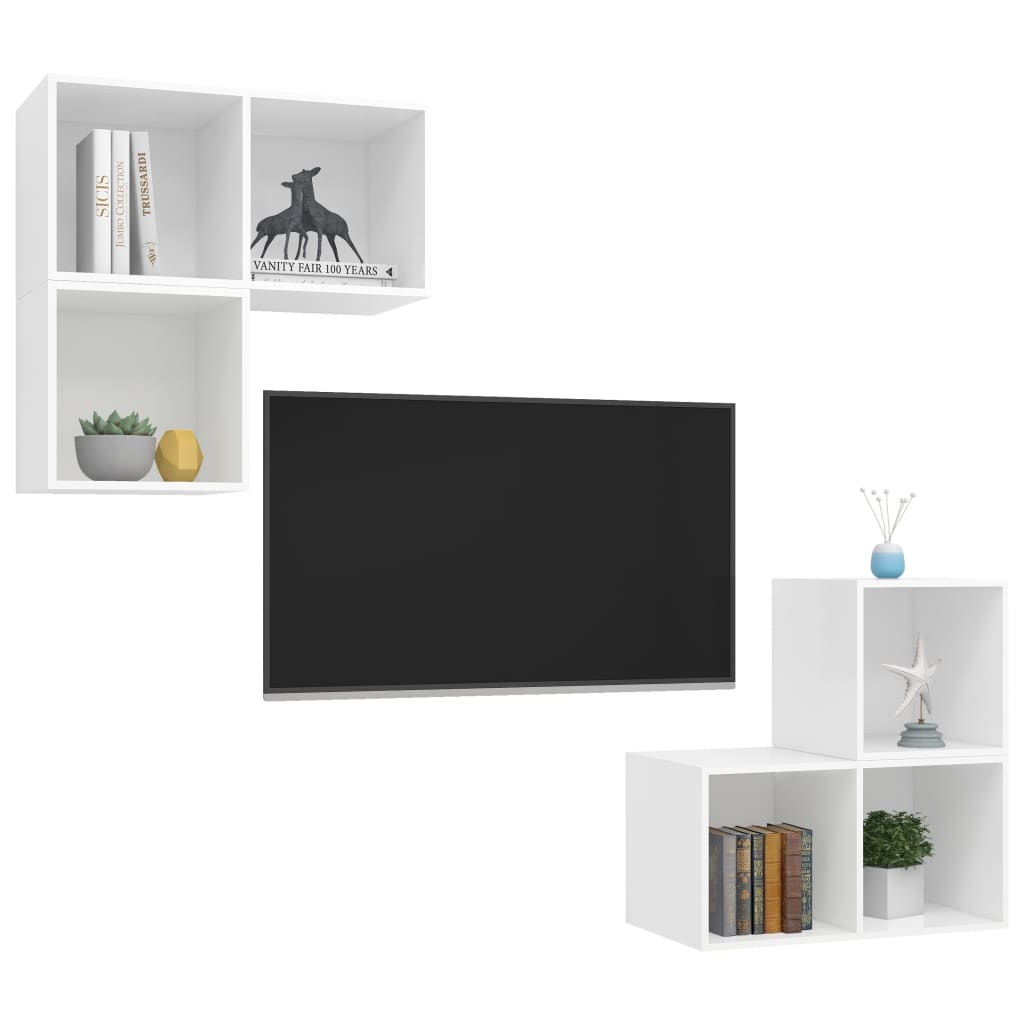 4-tlg. TV-Schrank-Set Weiß Holzwerkstoff