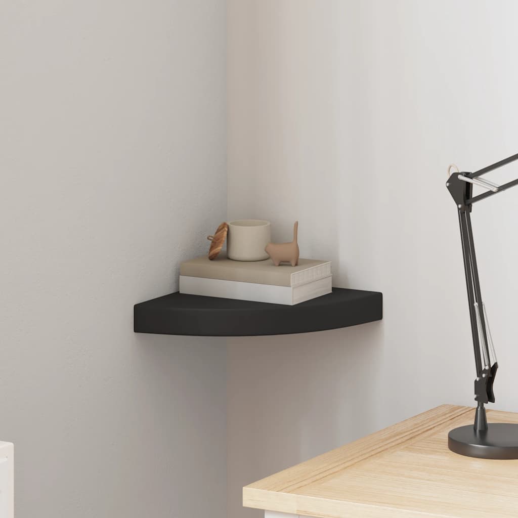 Schwebende Eckregale 2 Stk. Hochglanz-Weiß 25x25x3,8 cm MDF