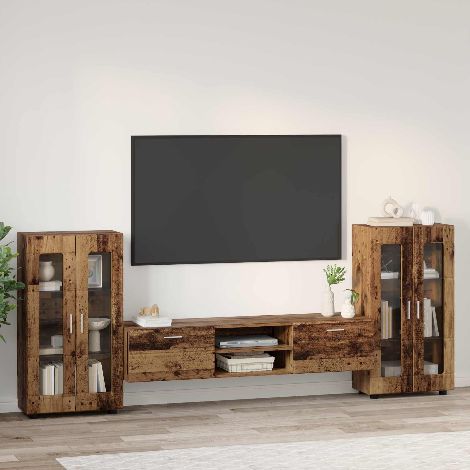 Highboard mit Regal FLORIN Weiß 60 x 35 x 182 cm Holzwerkstoff