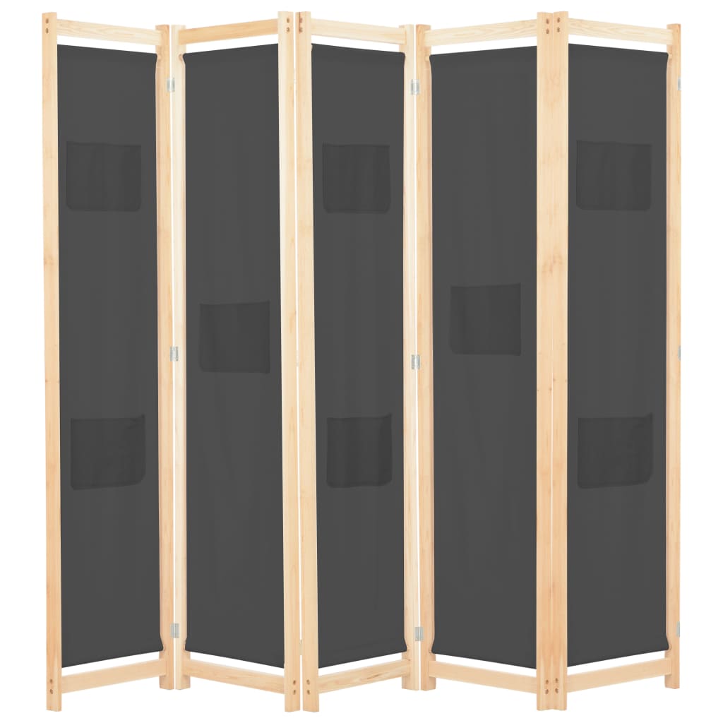 5-teiliger Raumteiler Creme 200 x 170 x 4 cm Stoff