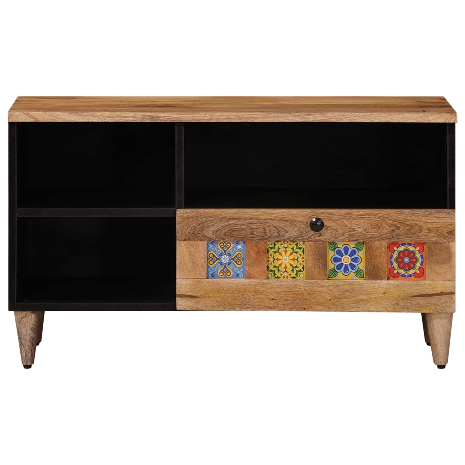 TV-Schränk mit Regal Walnuss 80 x 33 x 46 cm Massivholz Mango