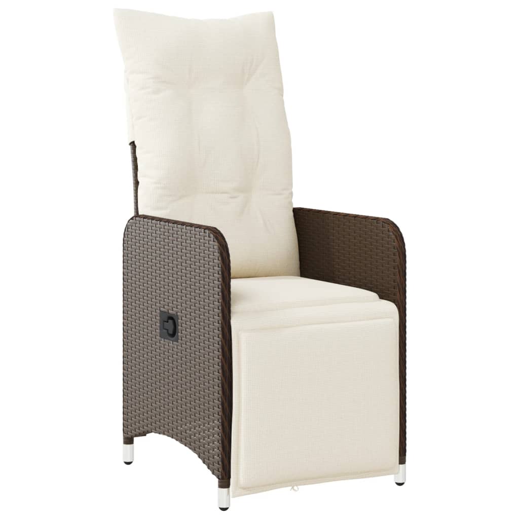 Gartensessel Verstellbar mit Kissen Schwarz Poly Rattan