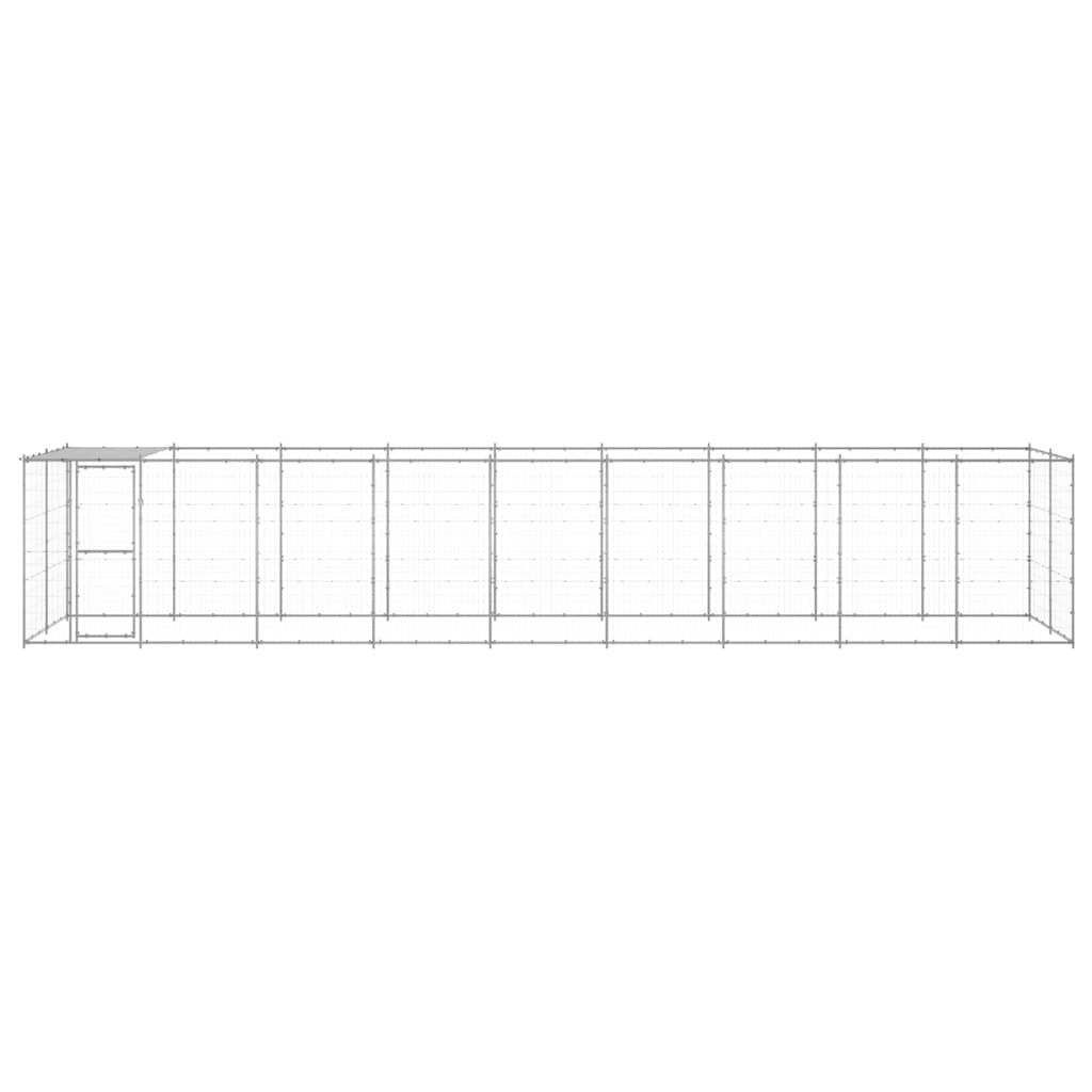 Outdoor-Hundezwinger mit Überdachung Stahl 7,26 m²