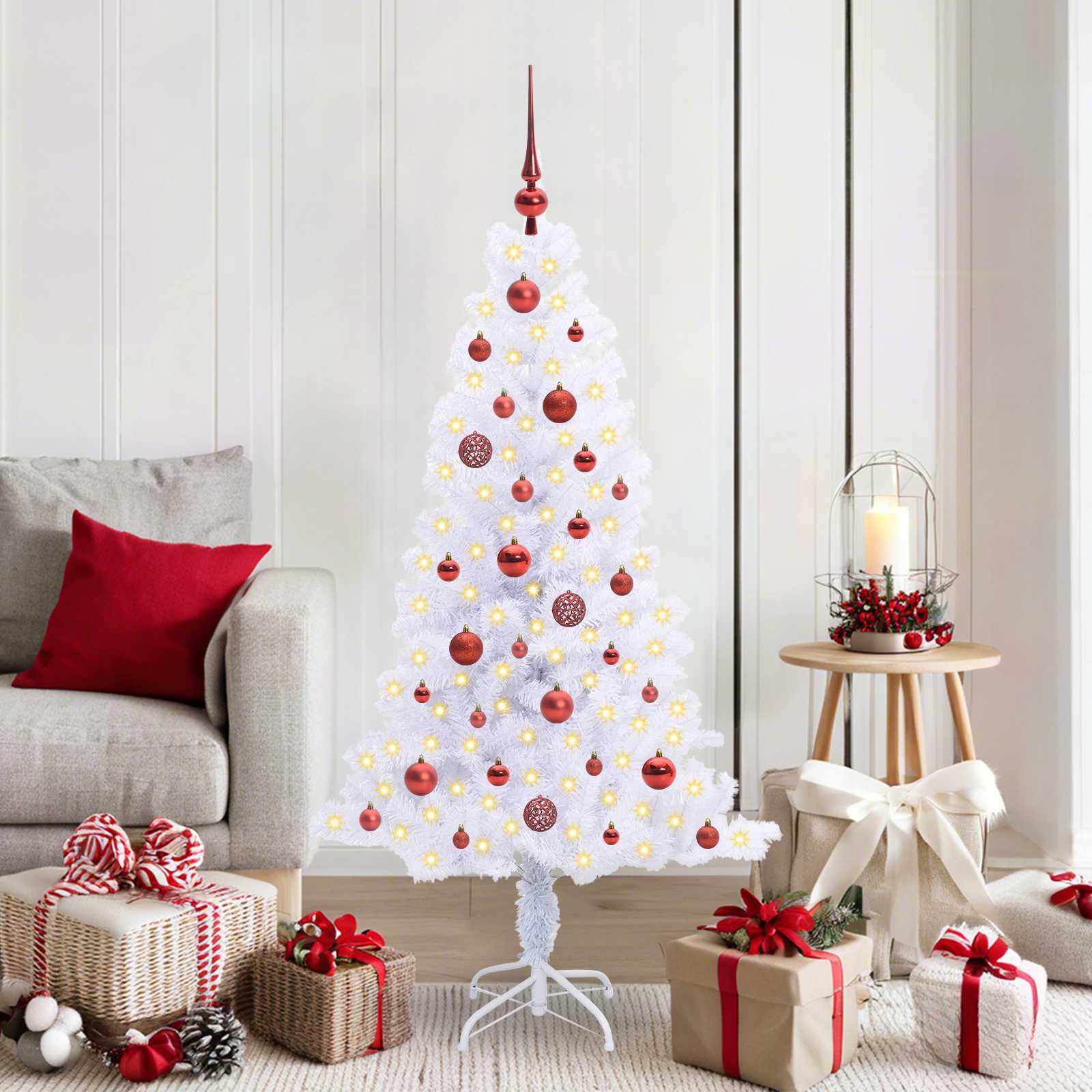 Künstlicher Weihnachtsbaum Weiß 120 cm PVC und Stahl