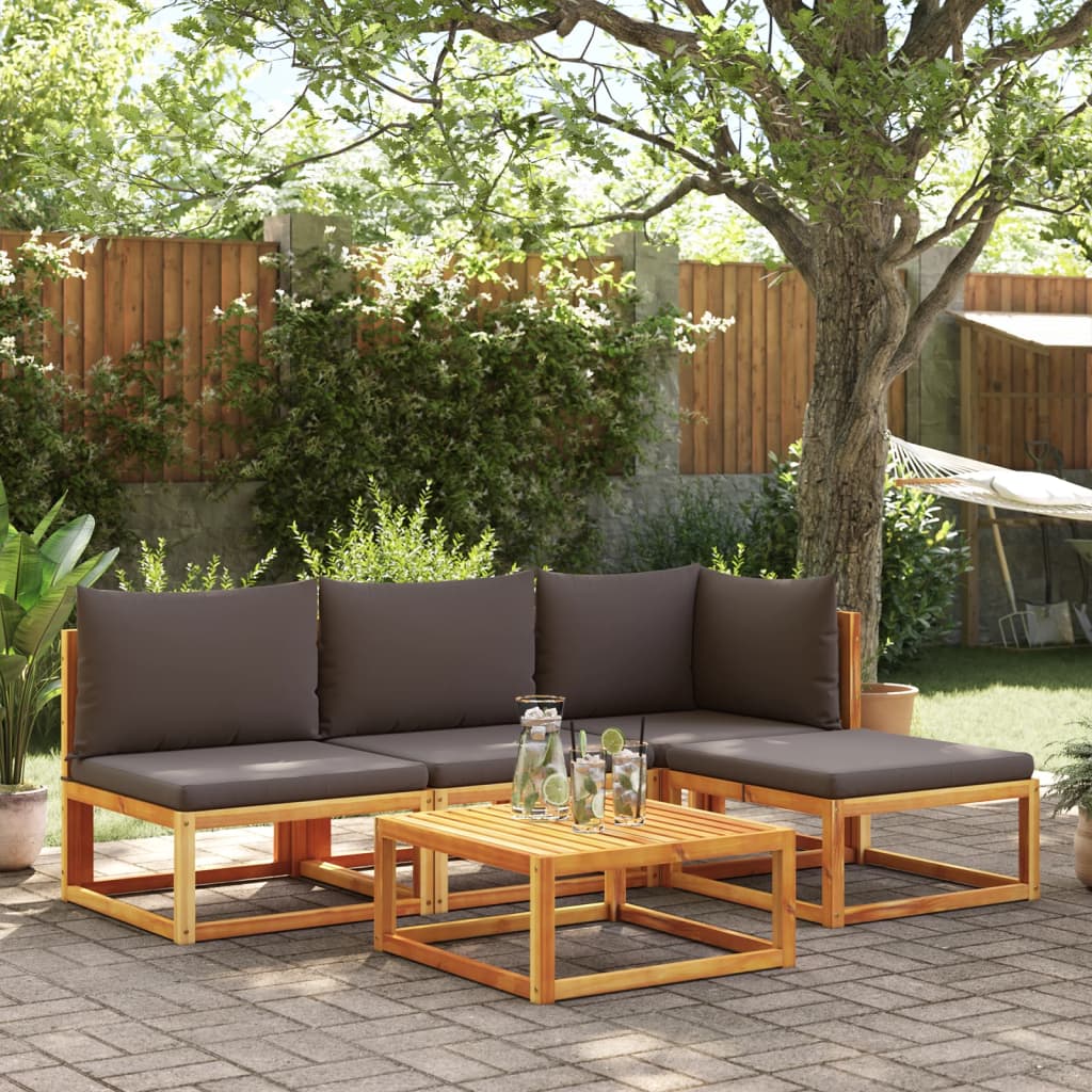 6-tlg. Gartensofa-Set mit Kissen Holz Akazie & Seil