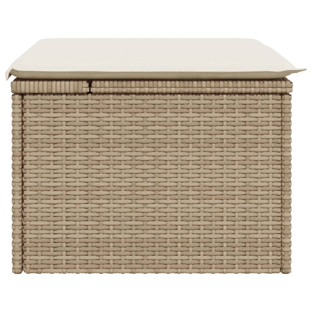 Gartenhocker mit Kissen Schwarz 55x55x37 cm Poly Rattan