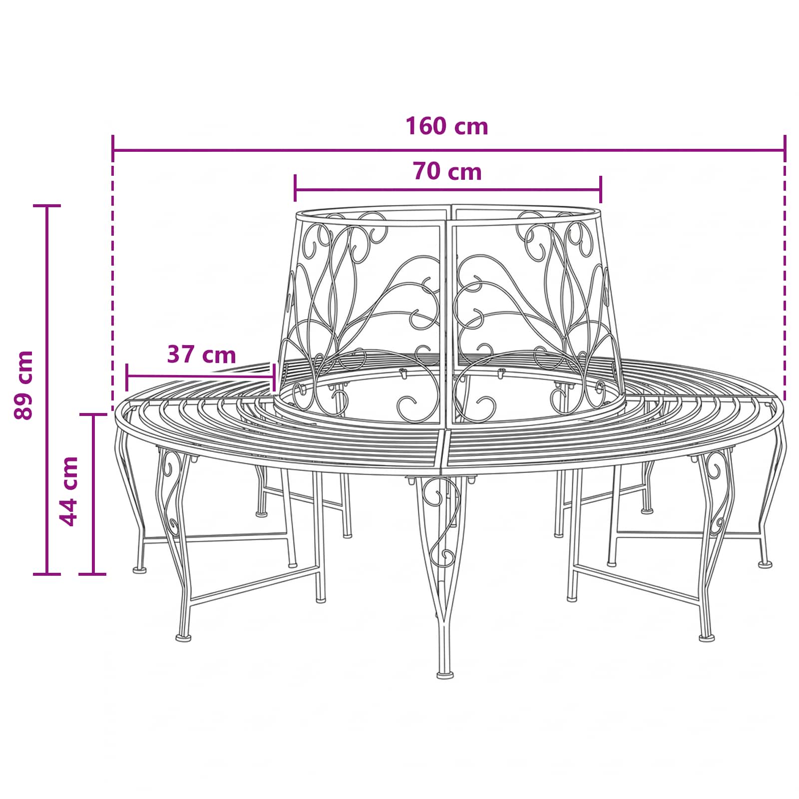 Baumbank 160 cm Stahl