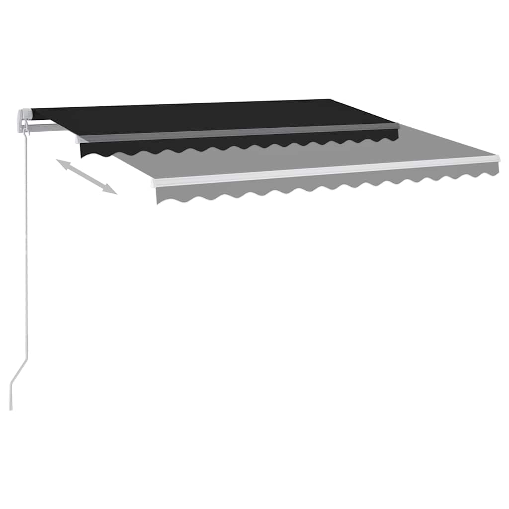 Markise Manuell Einziehbar mit LED 300x250 cm Blau und Weiß