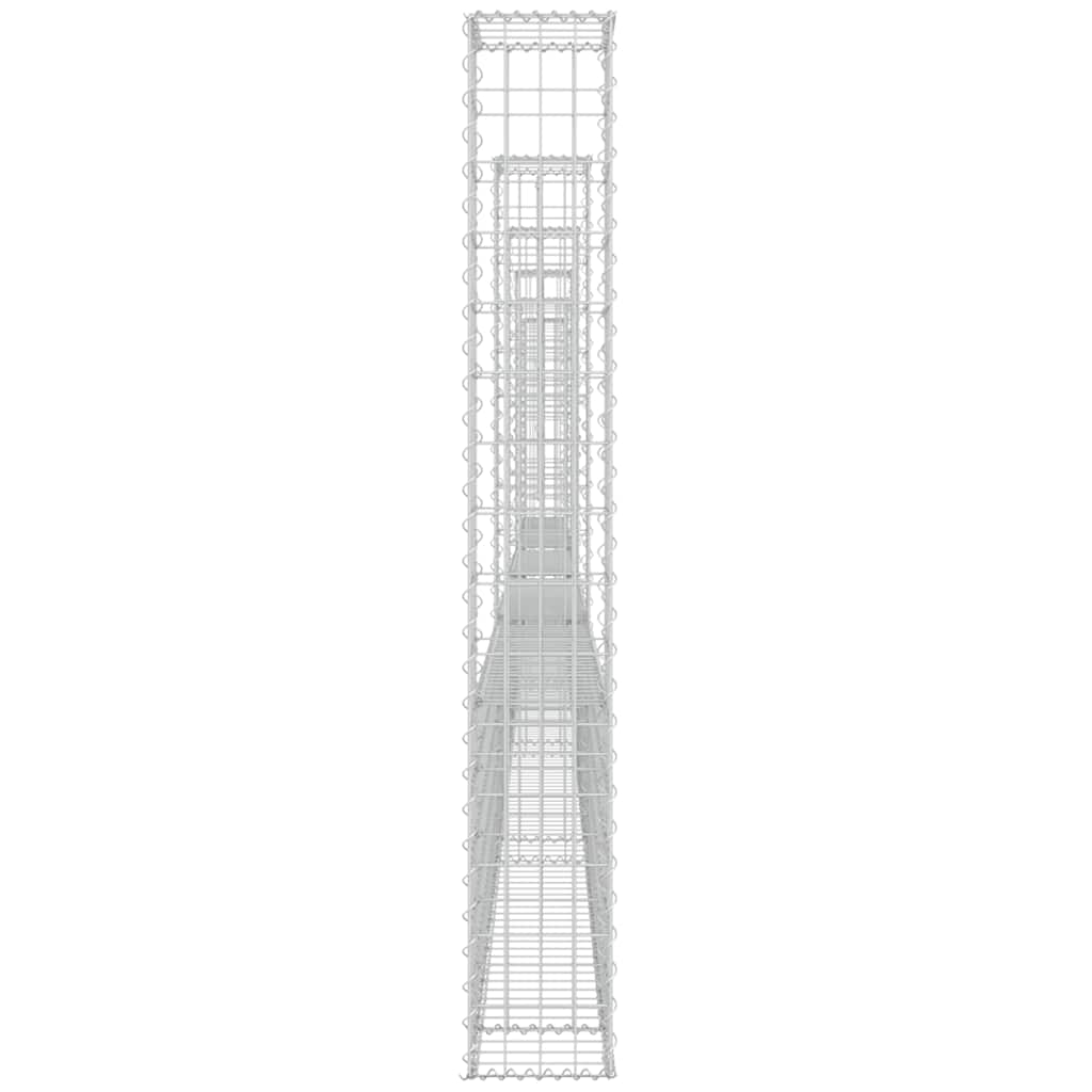 Gabionenkorb U-Form mit 2 Säulen Eisen 140x20x150 cm