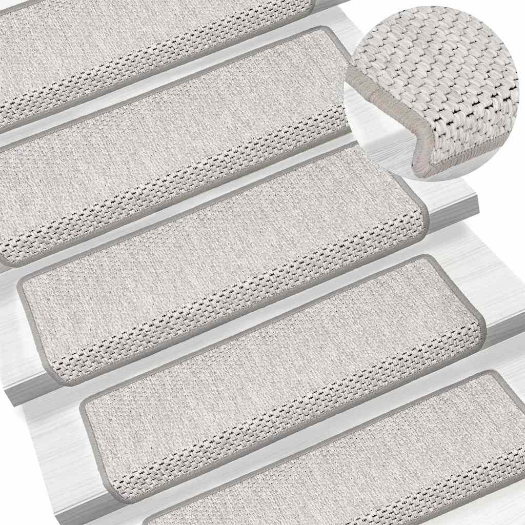 Treppenmatten Selbstklebend Sisal-Look 15 Stk. 65x21x4 Platina