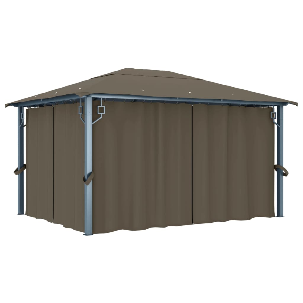 Pavillon mit Vorhängen & LED-Lichterkette 300x300 cm Creme Alu