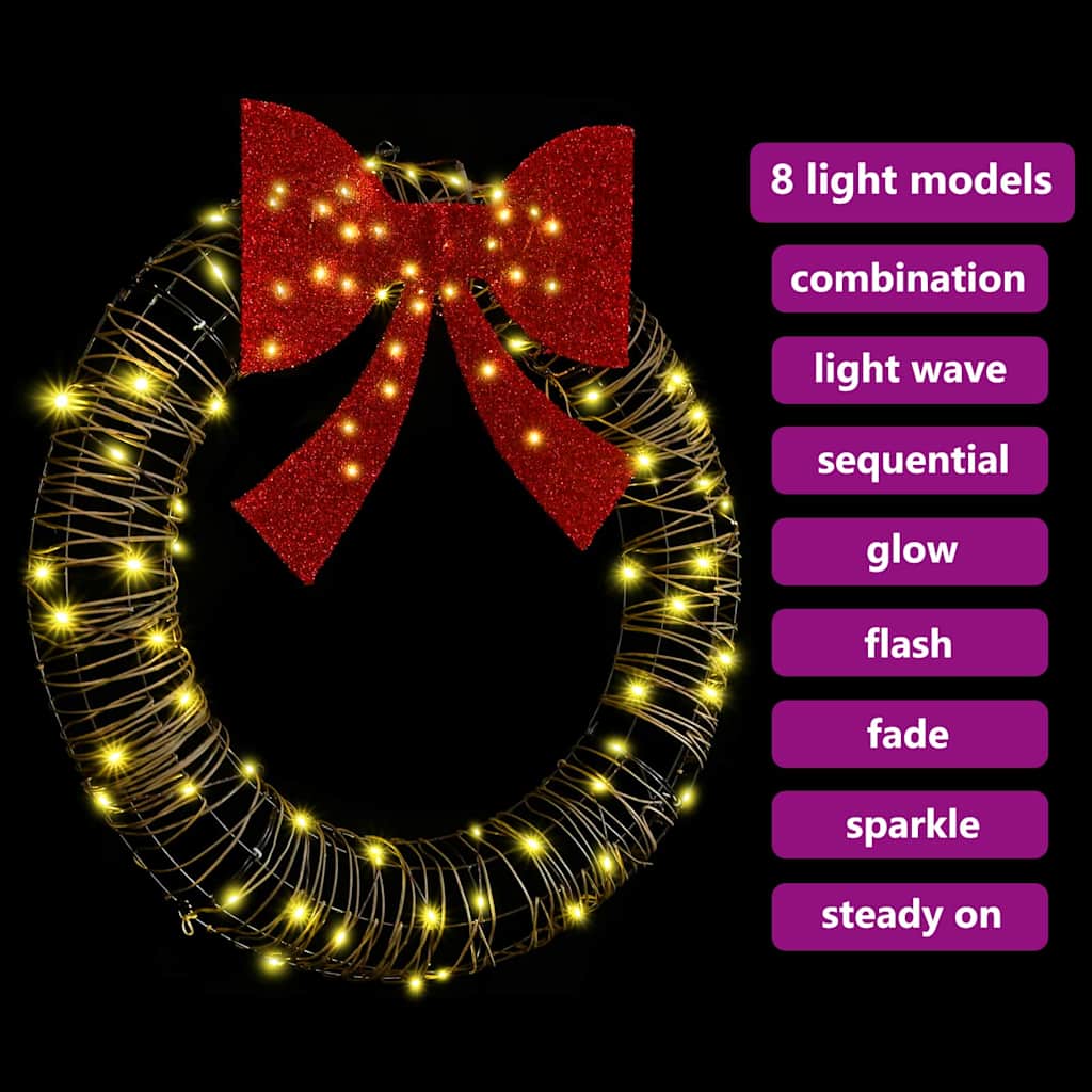 Kranz mit 60 LEDs Warmweiß 76 x 76 x 8 cm PET