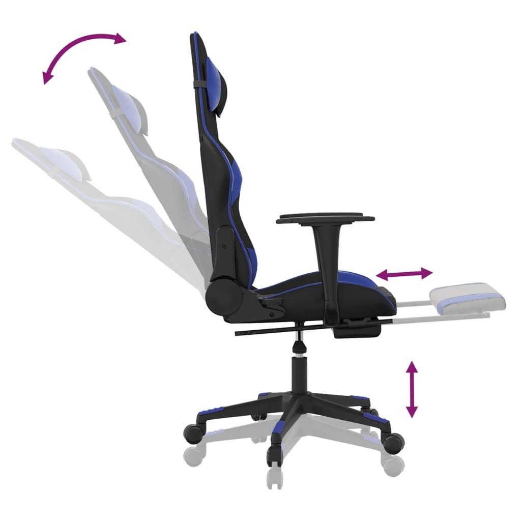 Gaming-Stuhl mit Massagefunktion Schwarz und Blau Kunstleder