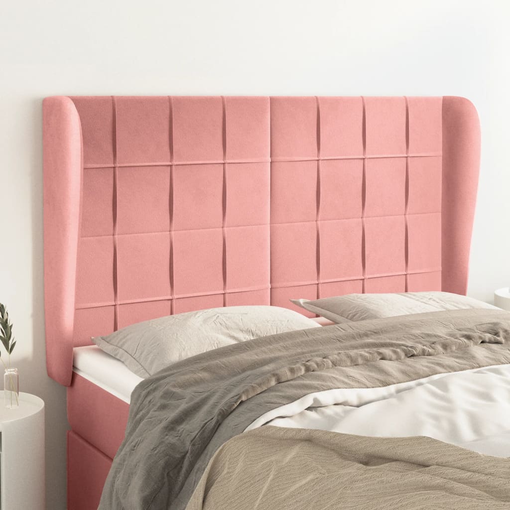 Kopfteil mit Ohren Dunkelblau 93x23x78/88 cm Samt