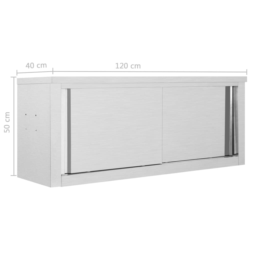 Wandhängeschrank mit Schiebetüren 150×40×50 cm Edelstahl