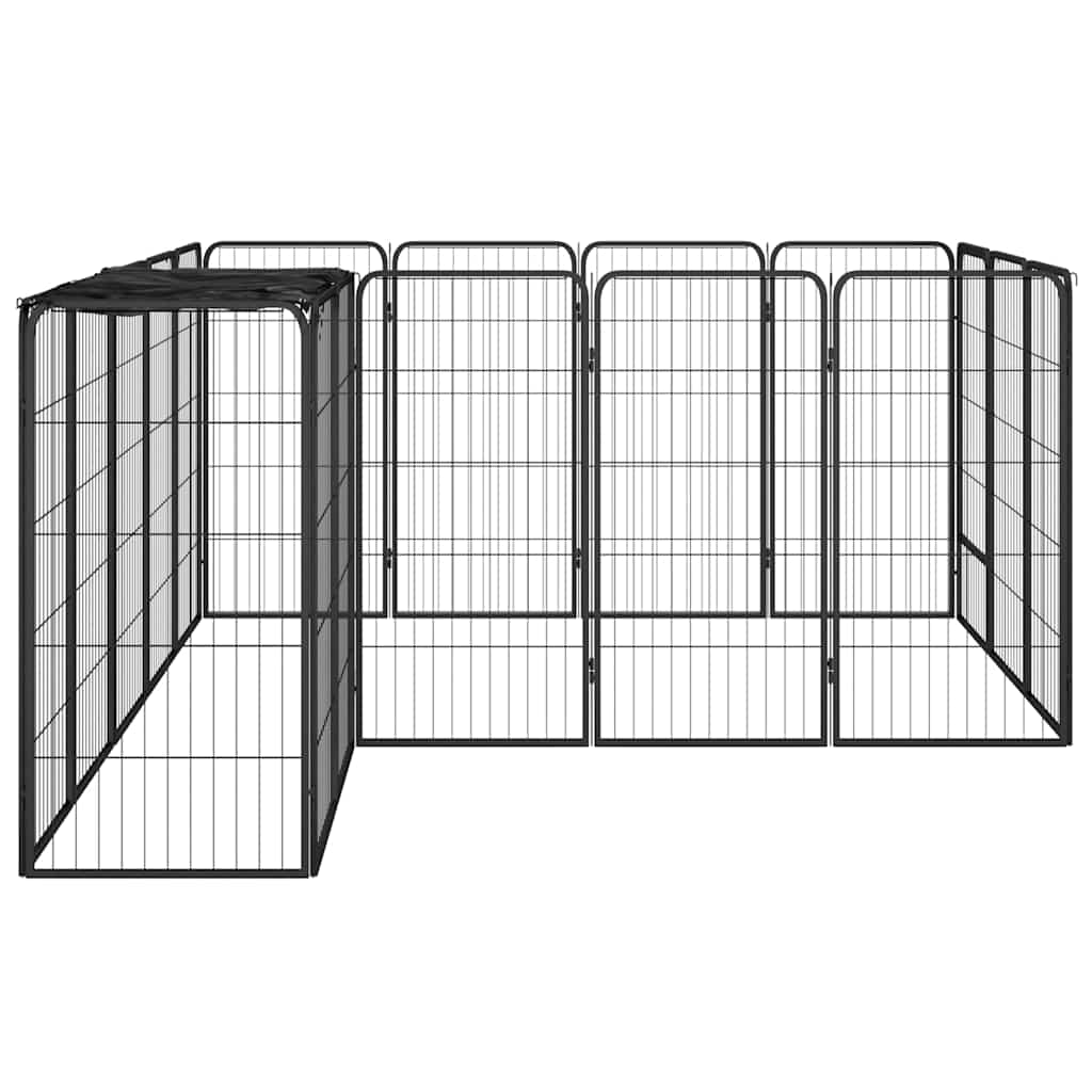 6-tlg. Hundelaufstall Schwarz 50x100cm Stahl Pulverbeschichtung