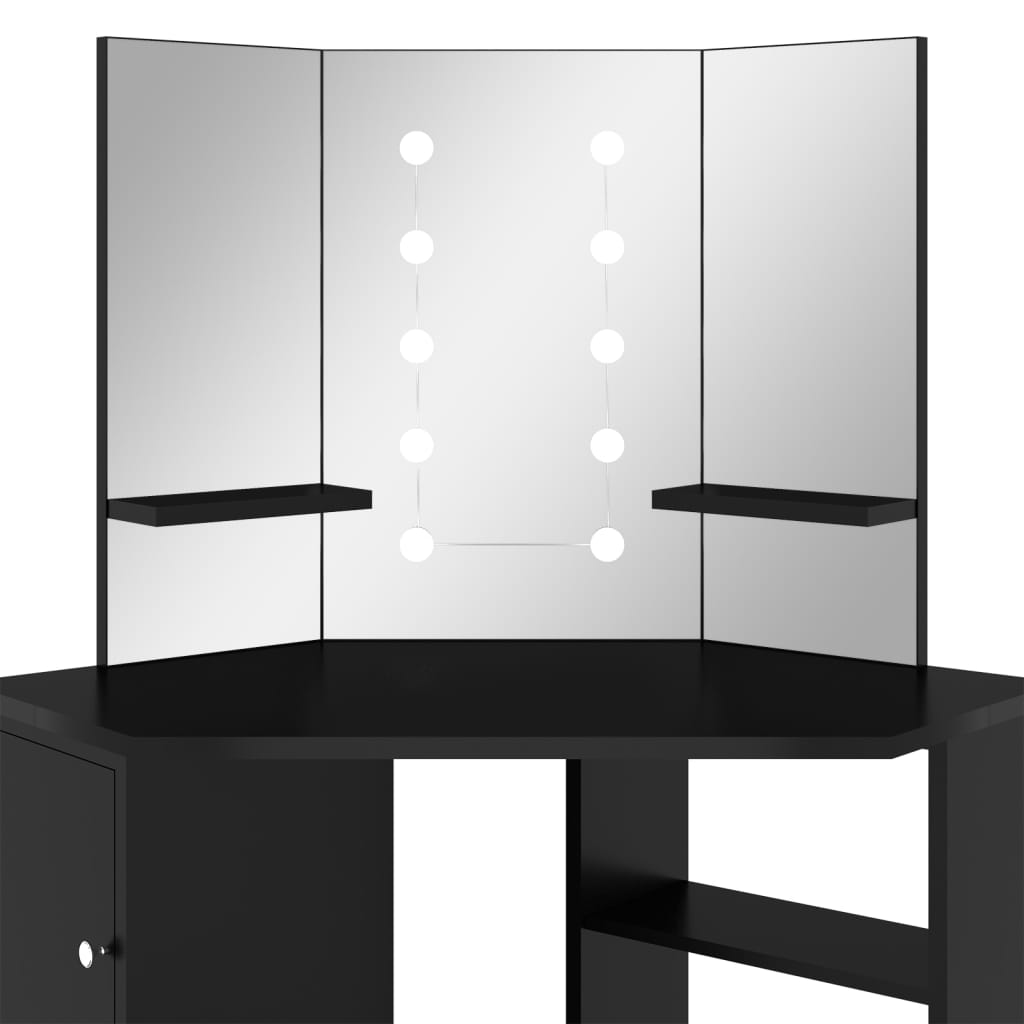 Eck-Schminktisch mit LED Grau 111x54x141,5 cm
