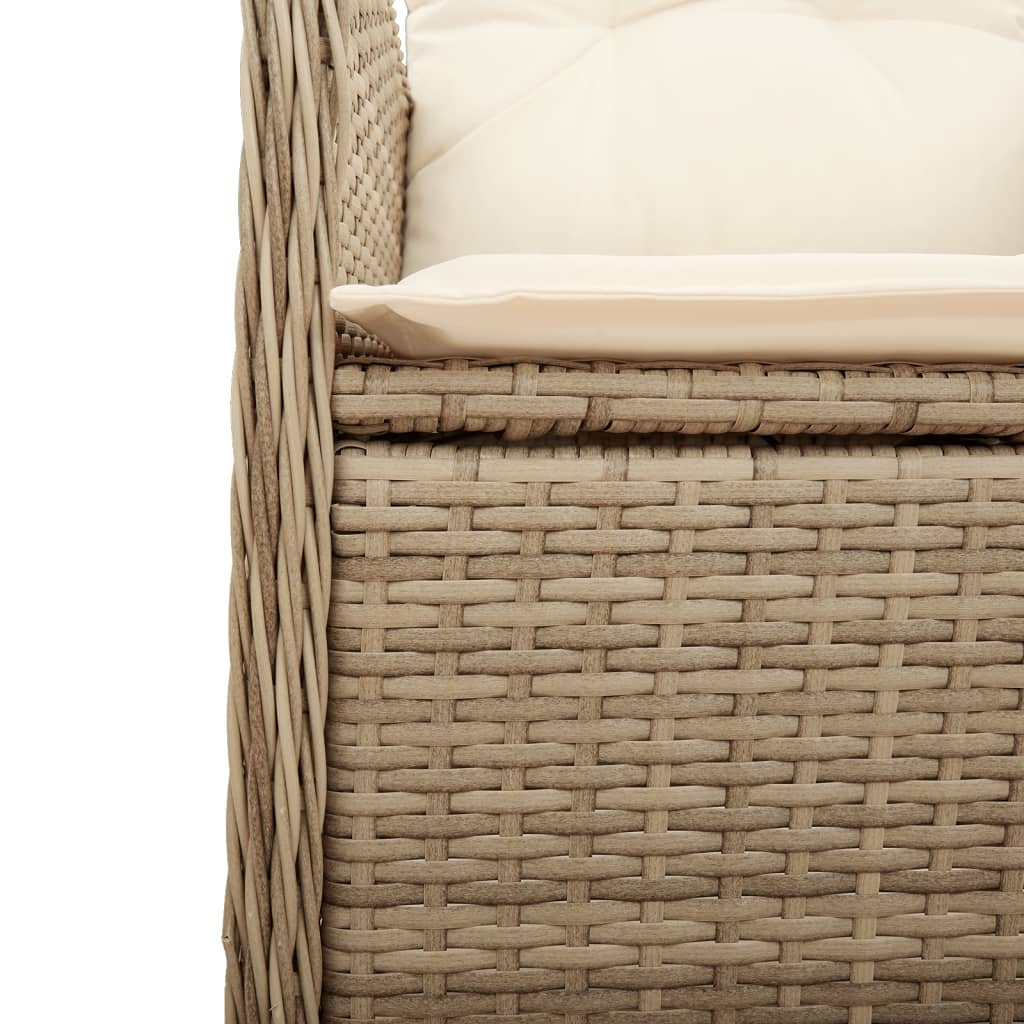 Gartensessel Verstellbar mit Kissen Schwarz Poly Rattan