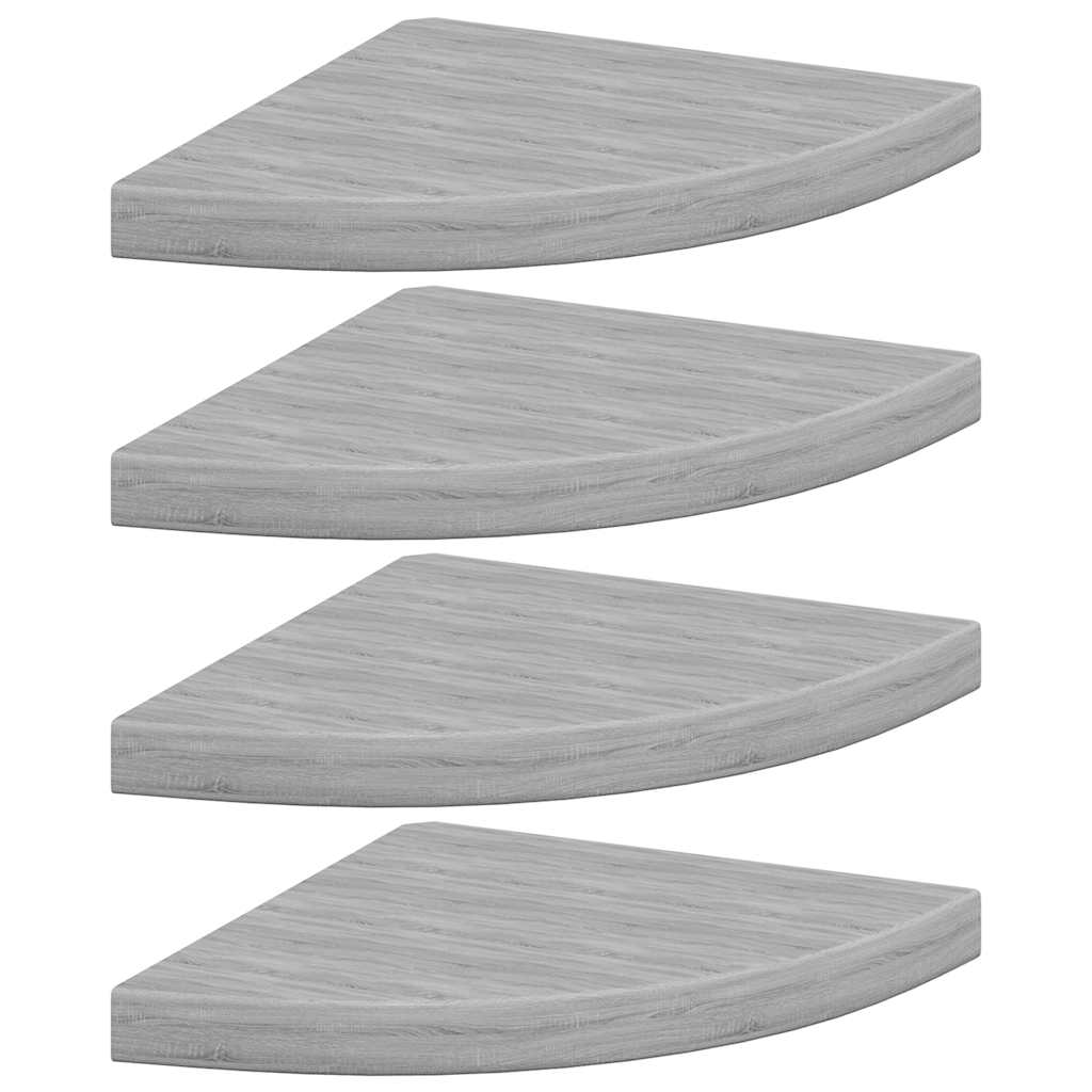 Schwebende Eckregale 2 Stk. Hochglanz-Weiß 25x25x3,8 cm MDF
