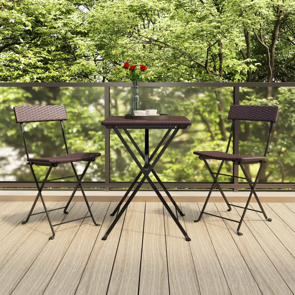 Bistrostühle 4 Stk. Klappbar Schwarz Poly Rattan und Stahl