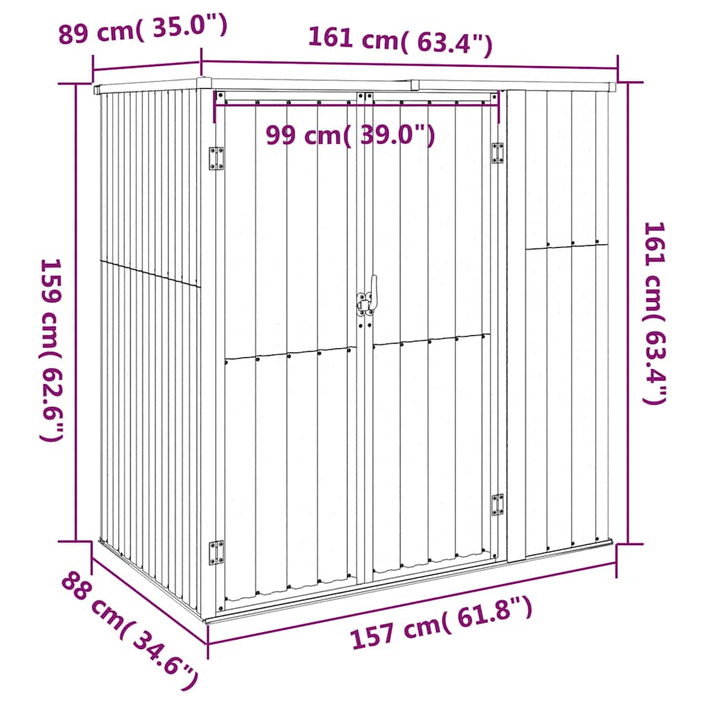 Gerätehaus Grün 88x89x161 cm Verzinkter Stahl