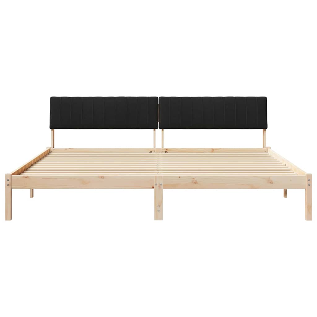 Bettgestell Braun und hellgrau 200 x 200 cm Massivholz Kiefer