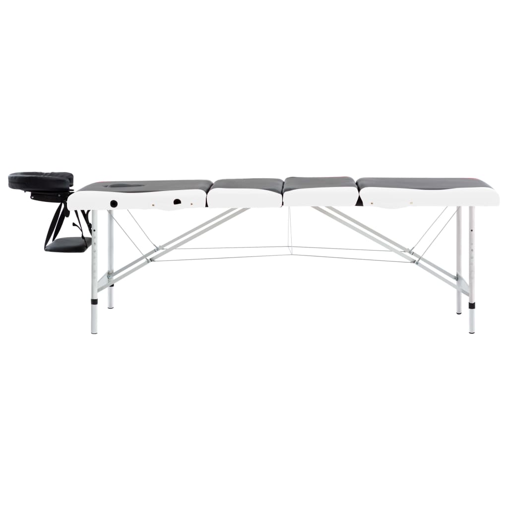 Massageliege Klappbar 4-Zonen Aluminiumgestell Schwarz und Rosa