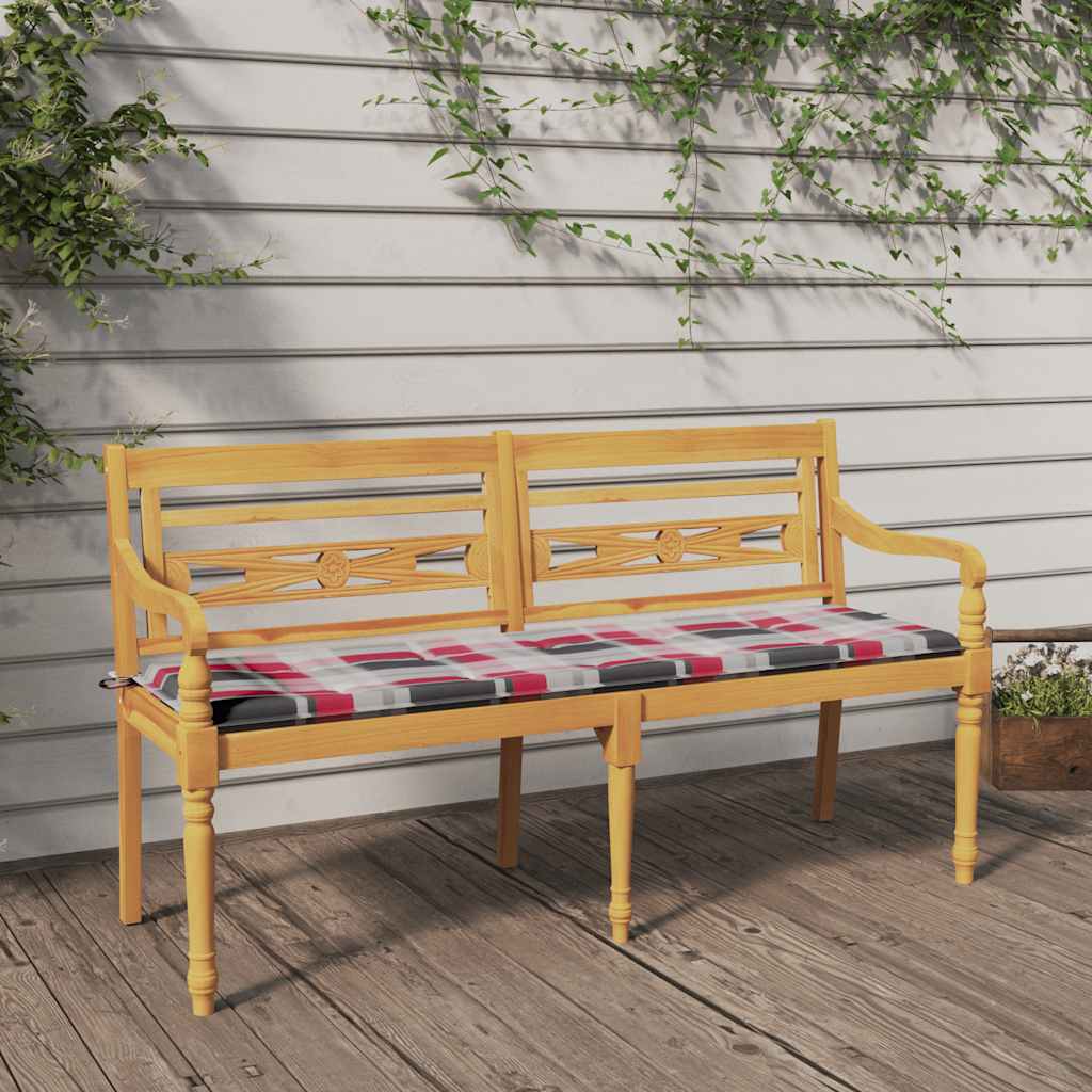 Batavia-Gartenbank mit Anthrazit Kissen 120 cm Teak Massivholz